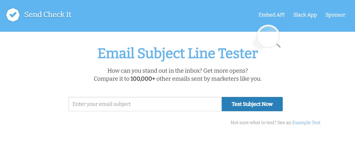 Send Check It Subject Line Checker Screenshot | Blue Sky Marketing